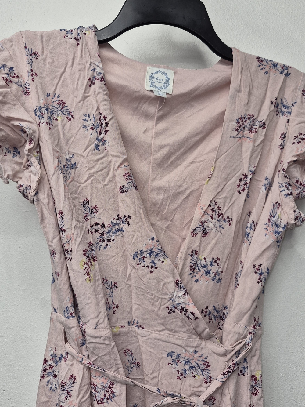 Blue Rain Light Pink Floral Wrap Dress